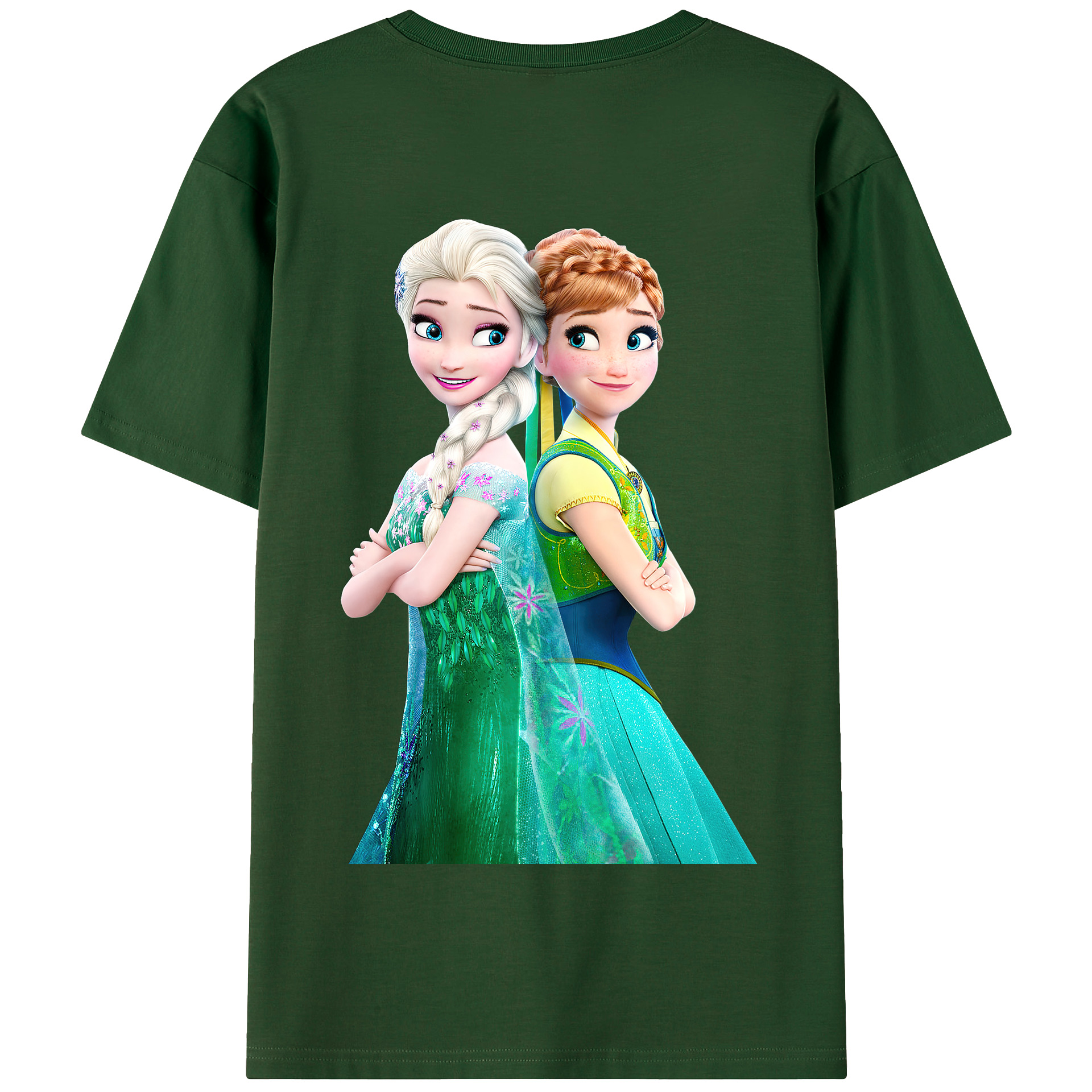 （画像用） アナと雪の女王 アンナ エルサ Frozen Anna Elsa 綿100％半袖Tシャツ（背面プリント）
